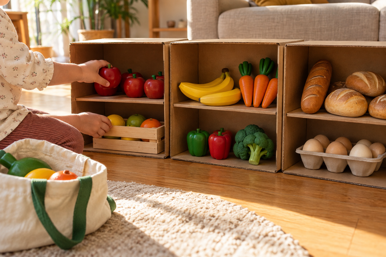 Cardboard Box Grocery Store for Toddler Pretend Play
