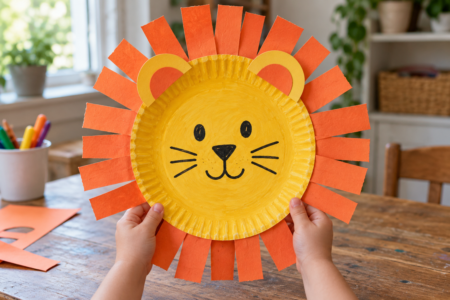 Toddler Lion Craft: A Paper Plate with a Shaggy Mane