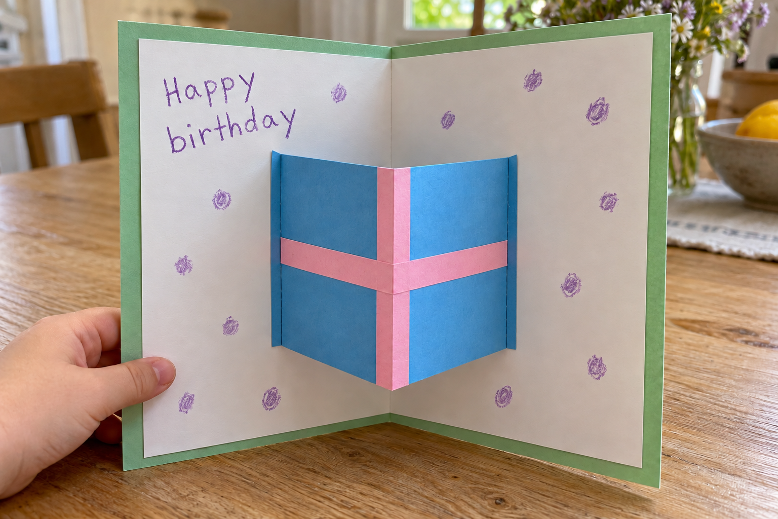 Toddler Birthday Card Craft with a Pop-Up Paper Present