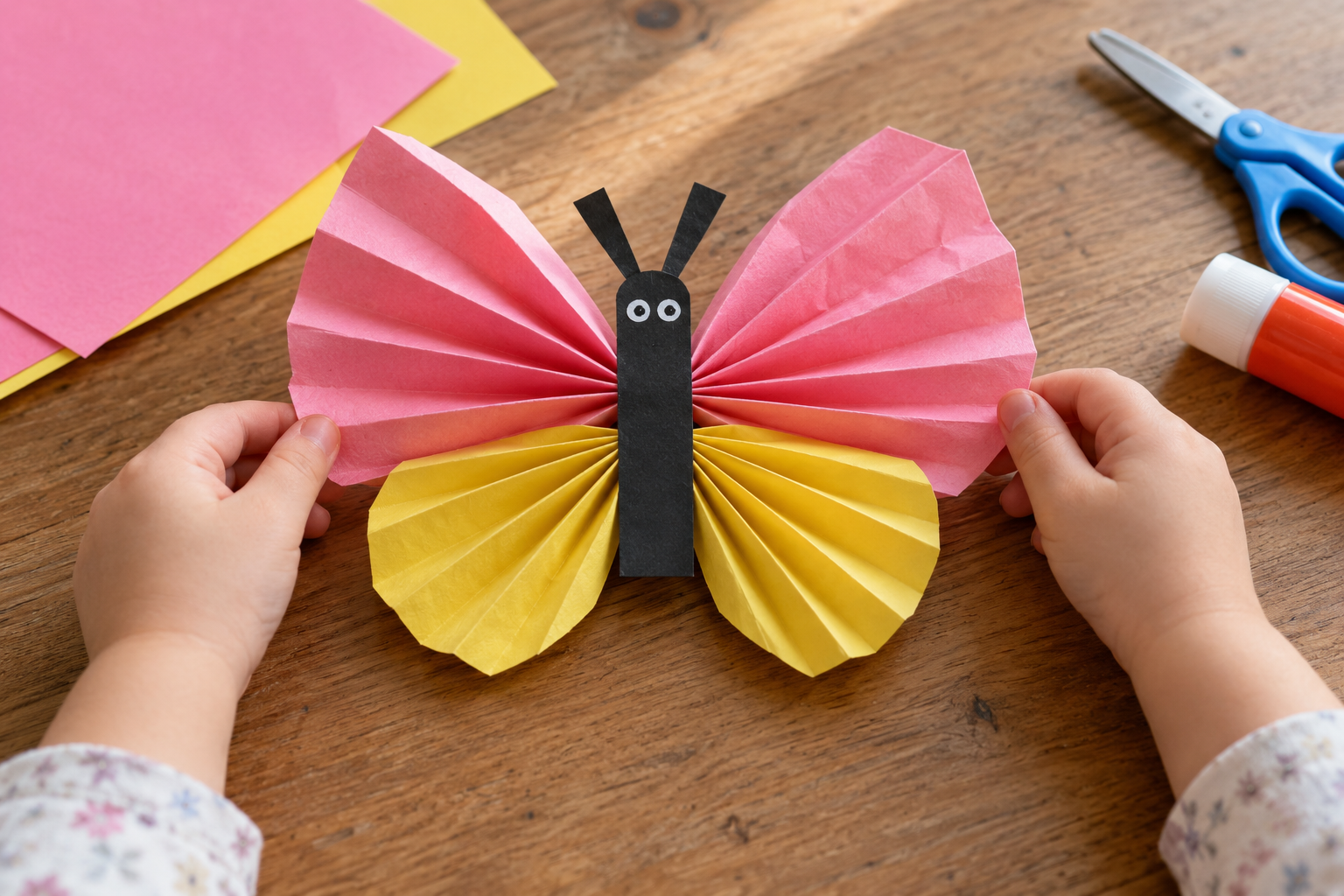 Toddler Butterfly Craft with Folded Paper Wings