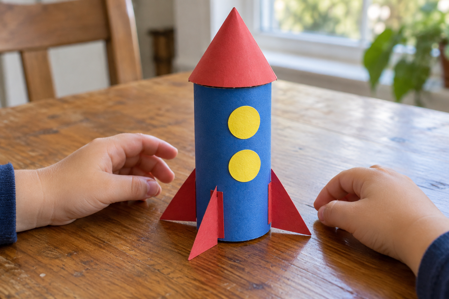 Toddler Rocket Craft: A Standing Cardboard-Tube Spaceship