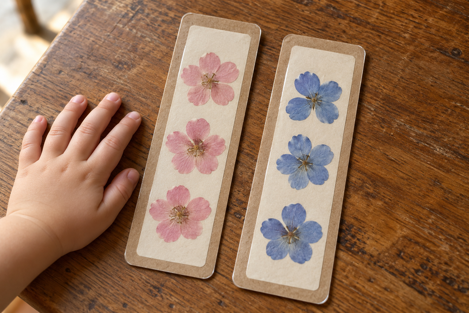 Toddler Nature Craft: Pressed-Flower Bookmarks