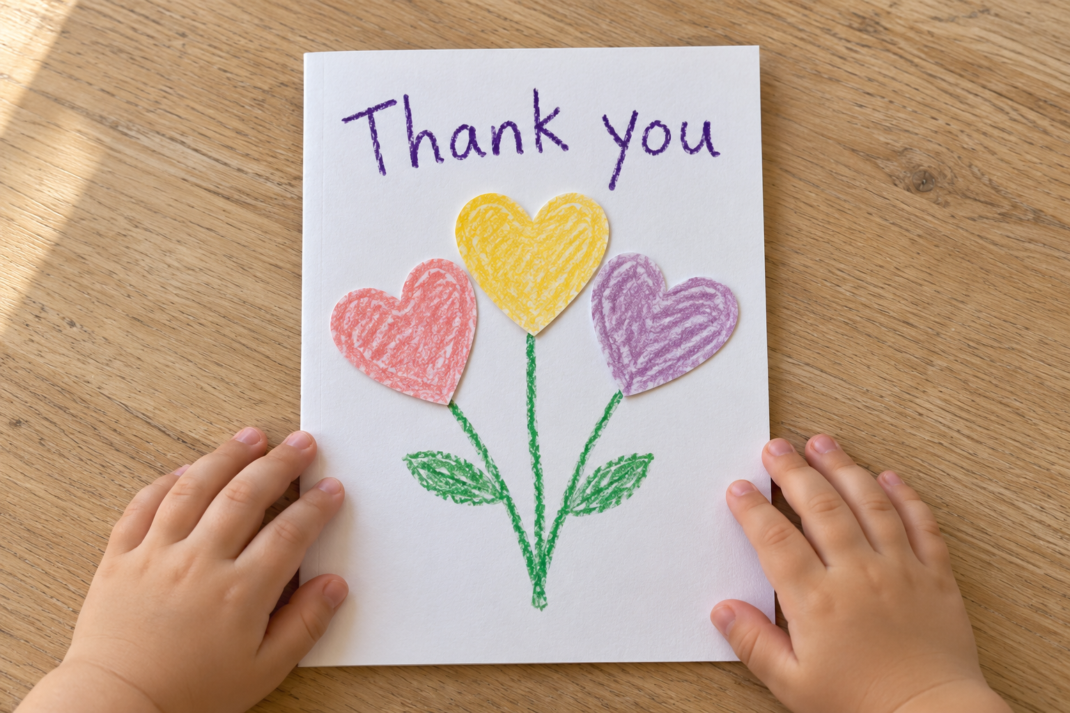 Toddler Thank You Cards: A Cute Paper Heart Bouquet